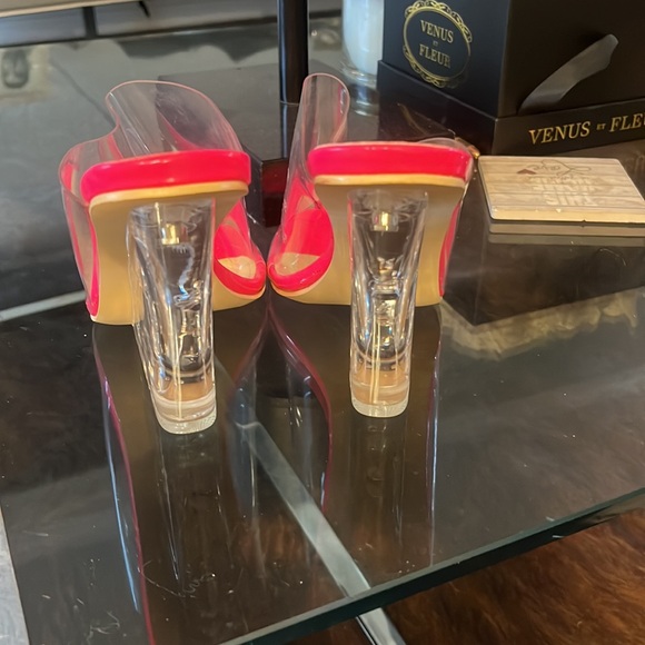 Mackin J opened toe wedge pink heels size 8 clear wedge heel . - Picture 4 of 6